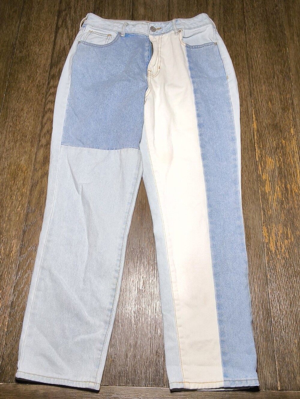 PacSun Women's Patchwork Colorblock Mom Jeans Light Wash Size 28 100% Cotton Y2K